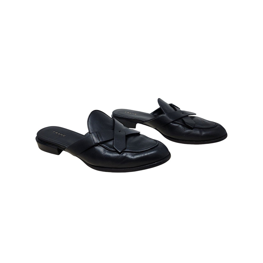 Frame Le Willoughby Mules 40 9 Wom Black Leather Crisscross Strap Slip On Spain